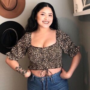Better Be Cheetah Print Smocked Crop Top